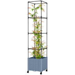Mobile Raised Garden Bed,Adjustable Height Trellis Plant Cage