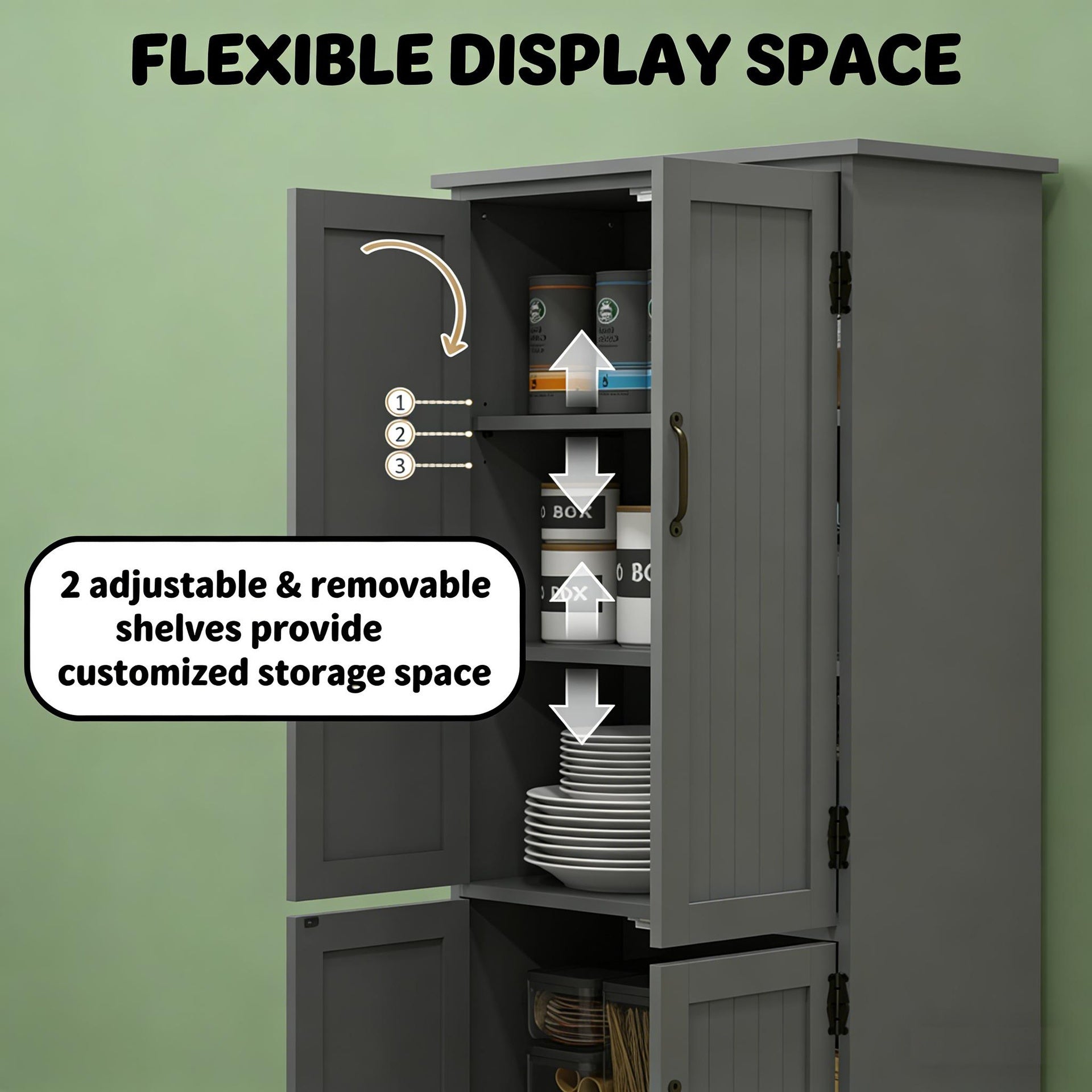 Farmhouse Home Cabinet,Accent Floor Storage Cabinet,Freestanding Kitchen Pantry Cabinet