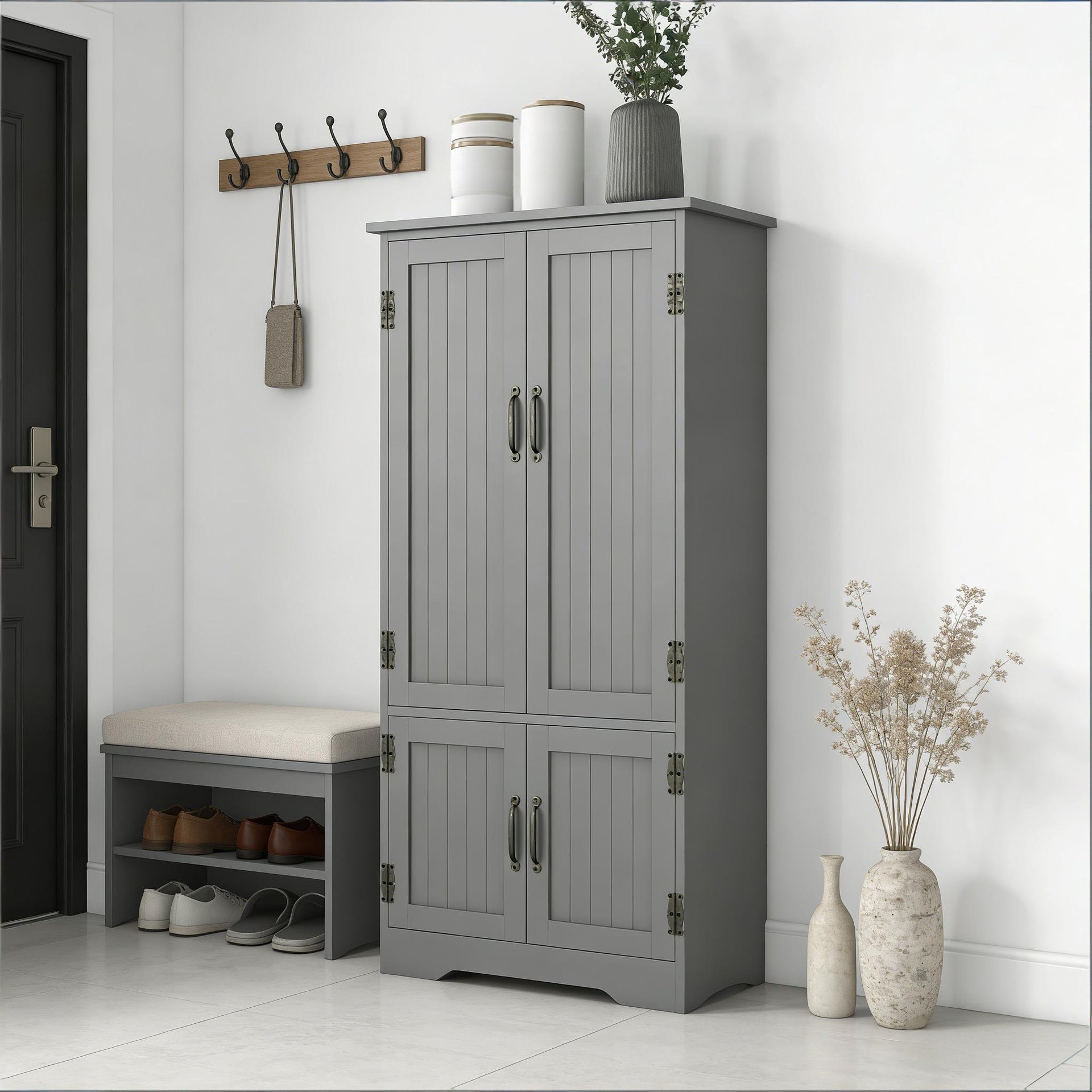 Farmhouse Home Cabinet,Accent Floor Storage Cabinet,Freestanding Kitchen Pantry Cabinet
