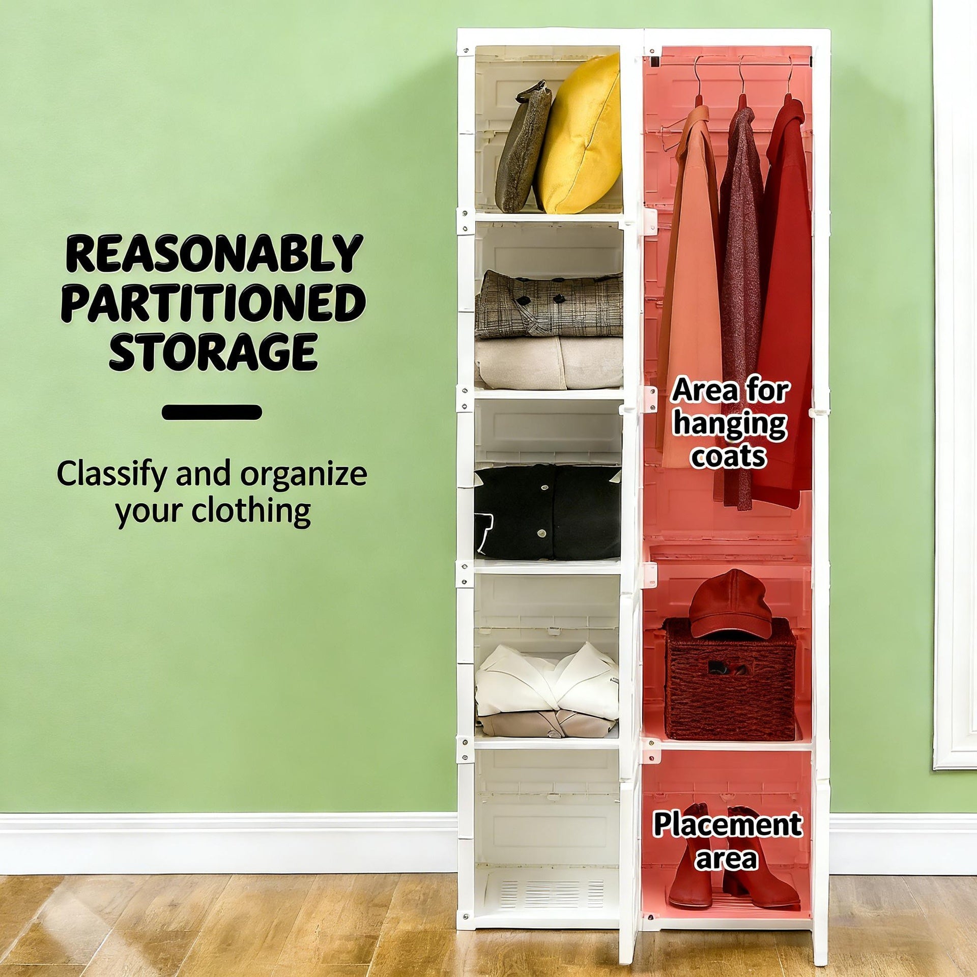 Entryway Storage Cabinet,Portable Wardrobe Closet,Clothes Storage Organizer