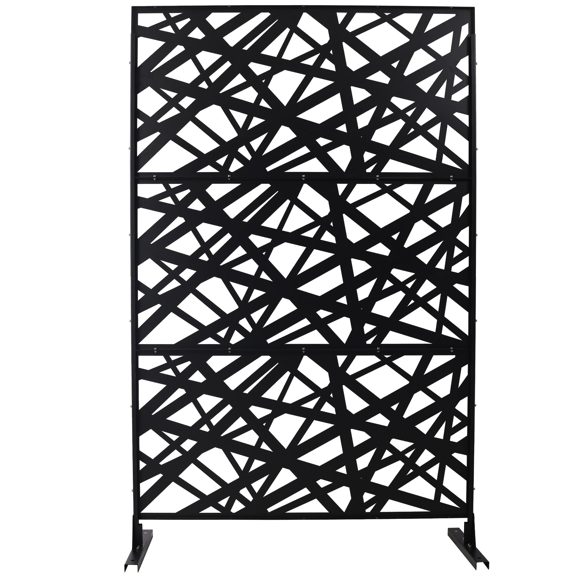 Outdoor & Indoor Privacy Screen Metal Privacy Screen 76" H×48" W, Freestanding Decorative Privacy Screen for Deck Balcony Patio, Privacy Fence Panels for Outside Lawn Garden PS117 BLACK