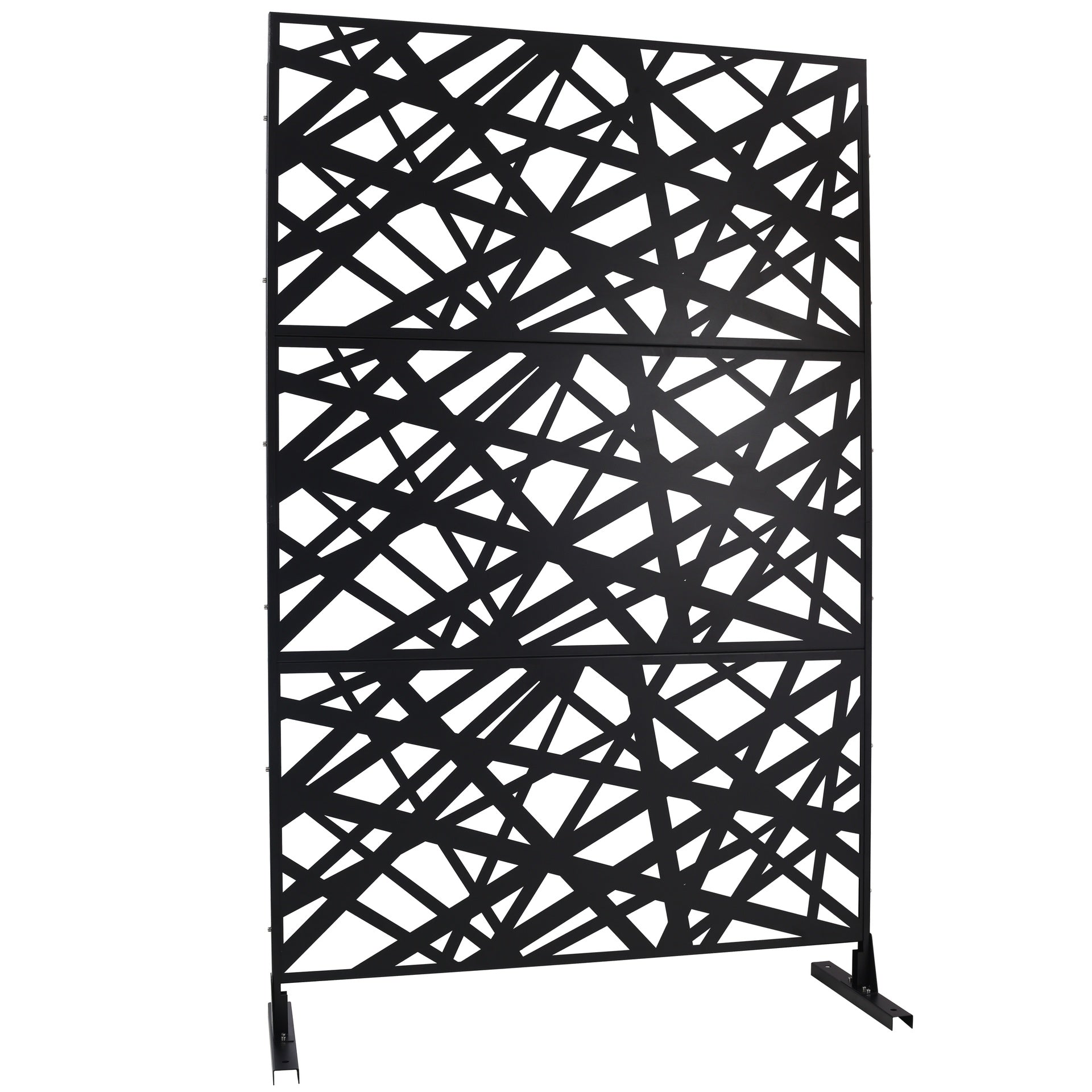 Outdoor & Indoor Privacy Screen Metal Privacy Screen 76" H×48" W, Freestanding Decorative Privacy Screen for Deck Balcony Patio, Privacy Fence Panels for Outside Lawn Garden PS117 BLACK