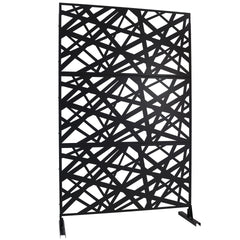 Outdoor & Indoor Privacy Screen Metal Privacy Screen 76" H×48" W, Freestanding Decorative Privacy Screen for Deck Balcony Patio, Privacy Fence Panels for Outside Lawn Garden PS117 BLACK