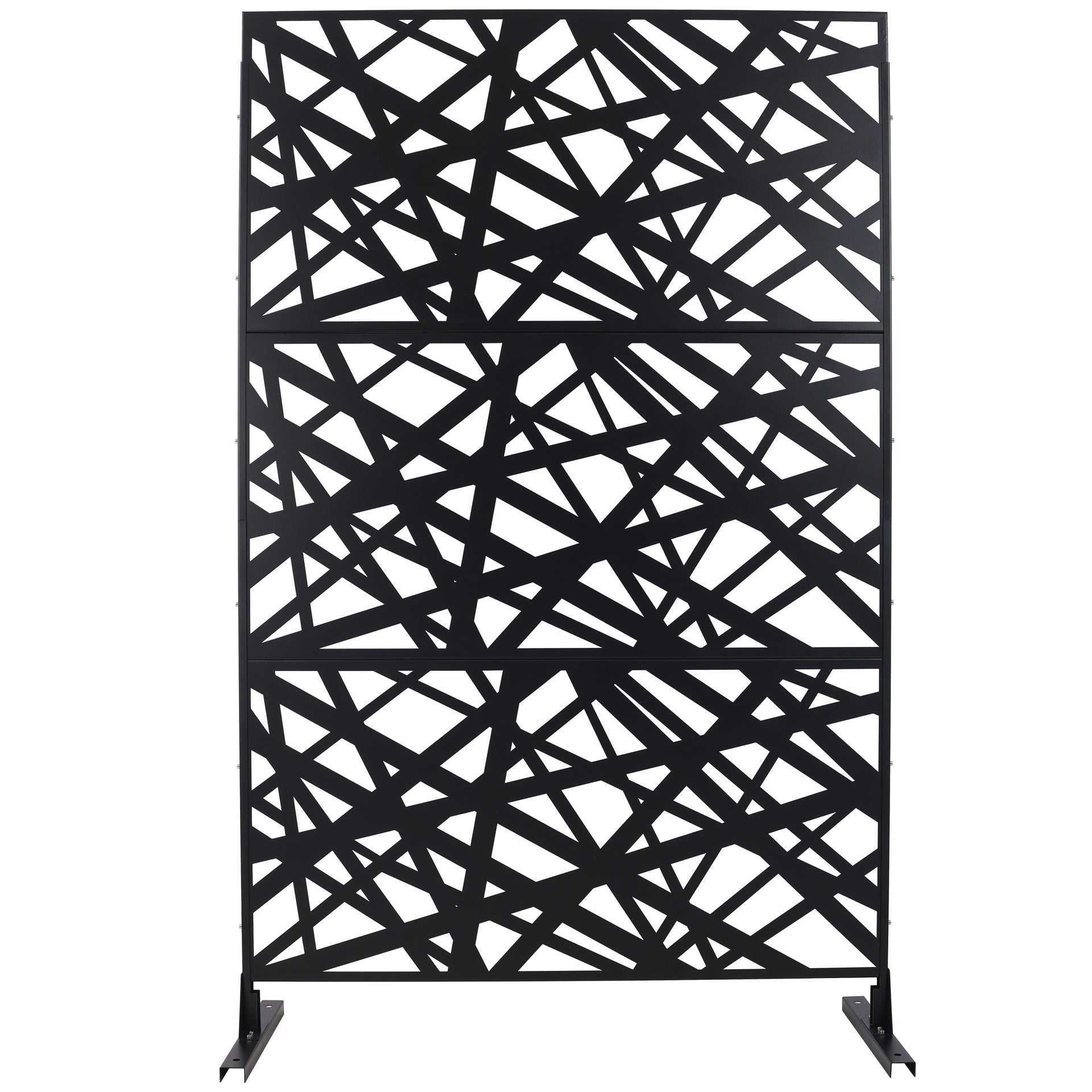 Outdoor & Indoor Privacy Screen Metal Privacy Screen 76" H×48" W, Freestanding Decorative Privacy Screen for Deck Balcony Patio, Privacy Fence Panels for Outside Lawn Garden PS117 BLACK