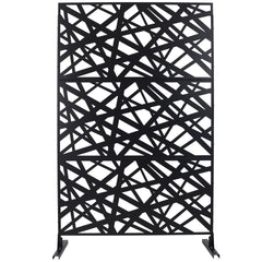 Outdoor & Indoor Privacy Screen Metal Privacy Screen 76" H×48" W, Freestanding Decorative Privacy Screen for Deck Balcony Patio, Privacy Fence Panels for Outside Lawn Garden PS117 BLACK