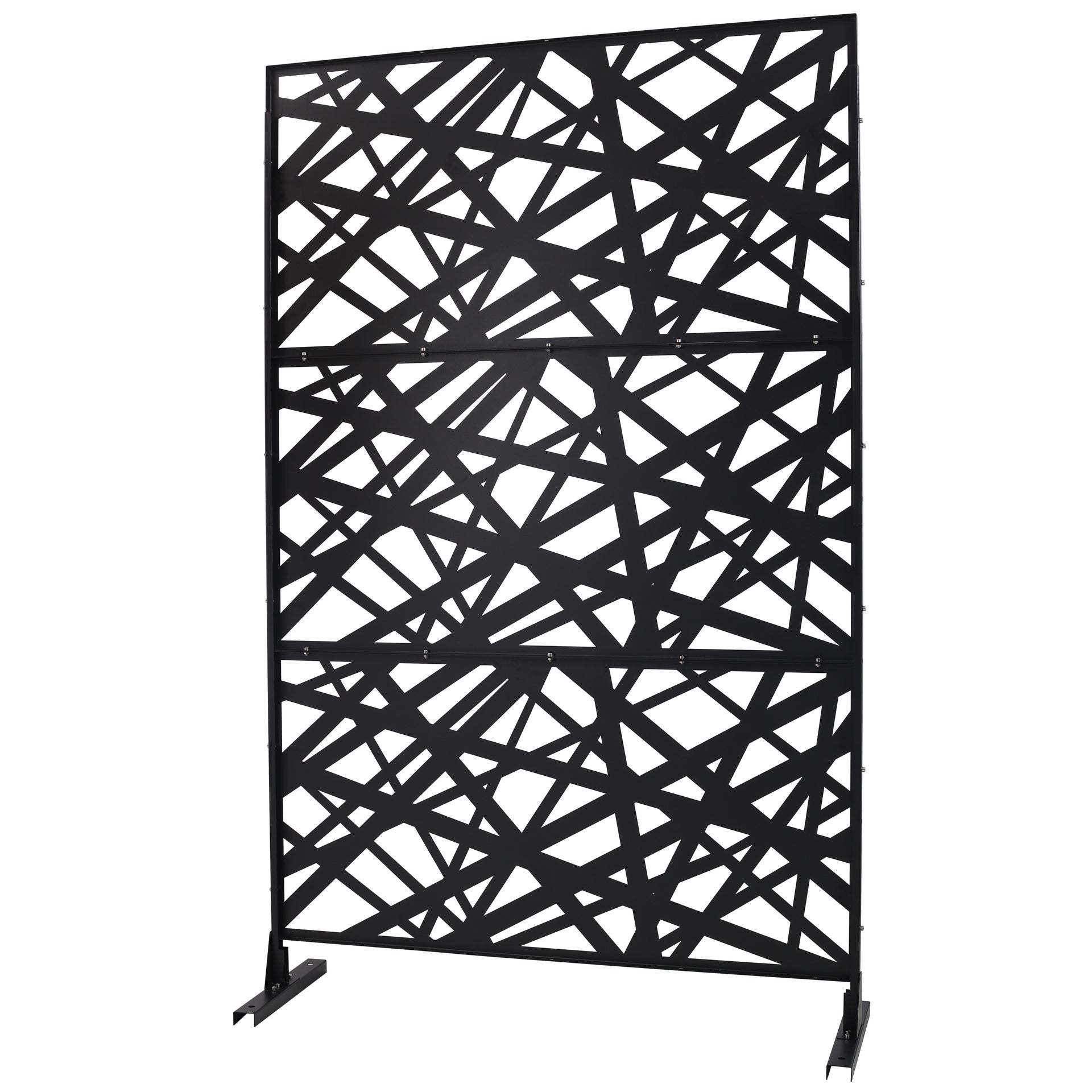 Outdoor & Indoor Privacy Screen Metal Privacy Screen 76" H×48" W, Freestanding Decorative Privacy Screen for Deck Balcony Patio, Privacy Fence Panels for Outside Lawn Garden PS117 BLACK