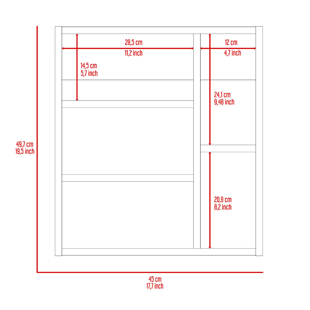 Medicine Single Door Cabinet 19" H With Mirror, Five Interior Shelves, Light Oak