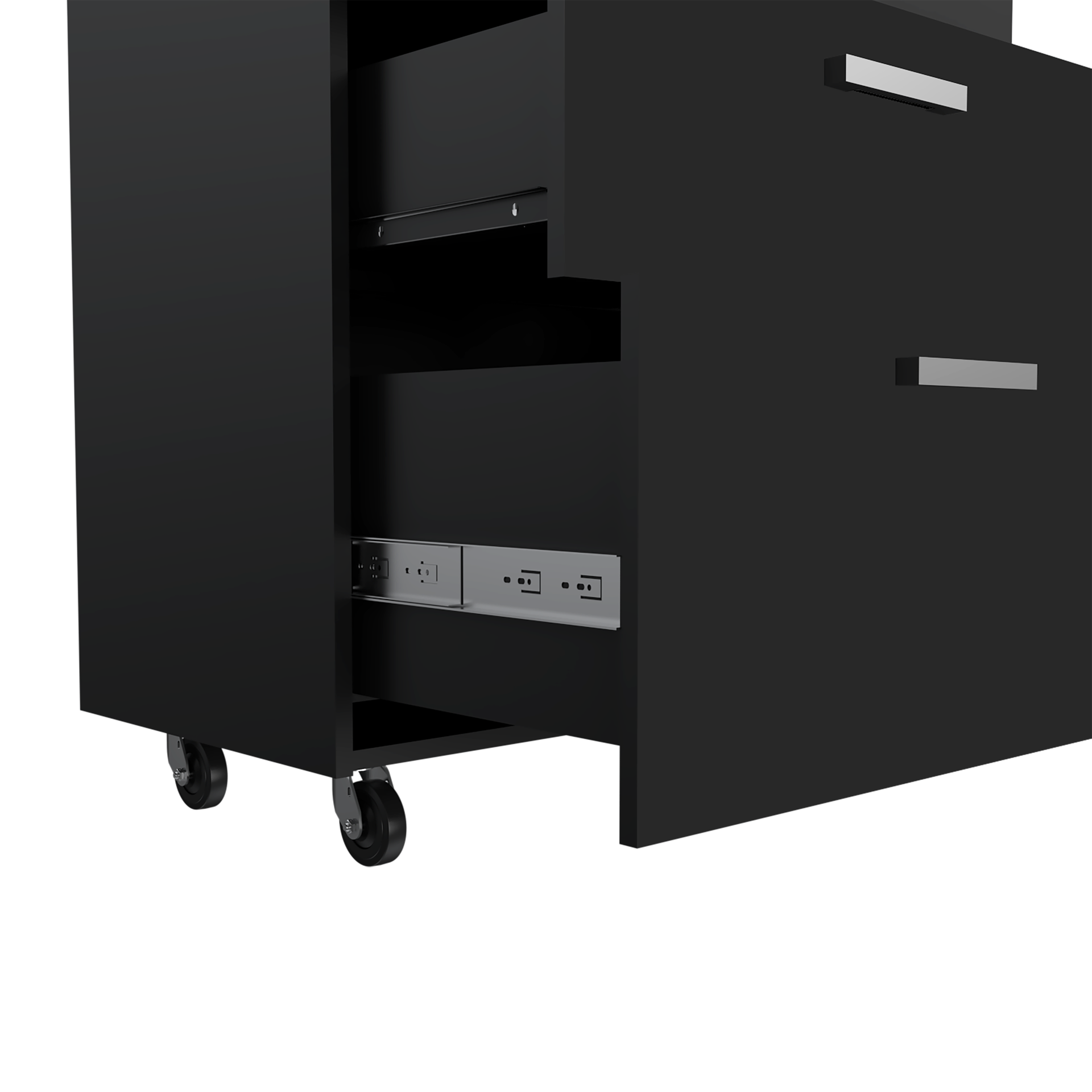 MultisStorage Cabinet 35" H, Three Drawers, Four Wheels, Black