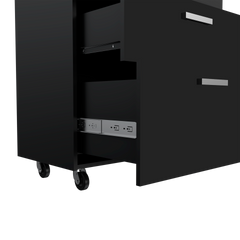 MultisStorage Cabinet 35" H, Three Drawers, Four Wheels, Black