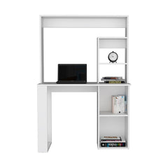 Writing Computer Desk with Storage Shelves and Hutch, White