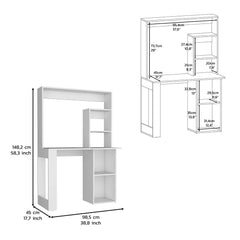 Writing Computer Desk with Storage Shelves and Hutch, White