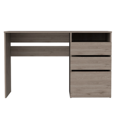 Computer Desk, 3 Drawers, One Shelf, Light Gray