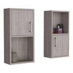 Wall Mounted Bathroom Medicine Cabinet Eak 24" H, Two Doors, Two Shelves,White Oak