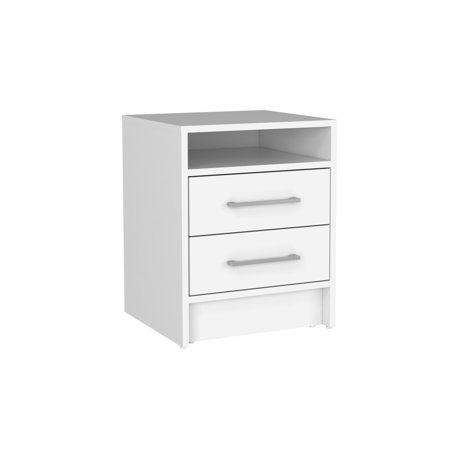 Nightstand 23.6" H, with 2 Drawers and 1 Shelf, White