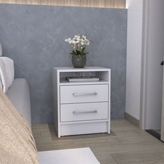Nightstand 23.6" H, with 2 Drawers and 1 Shelf, White