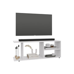 Entertainment Center 17.8" H, with 4 Shelves and 4 Legs, White