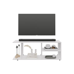 Entertainment Center 17.8" H, with 4 Shelves and 4 Legs, White