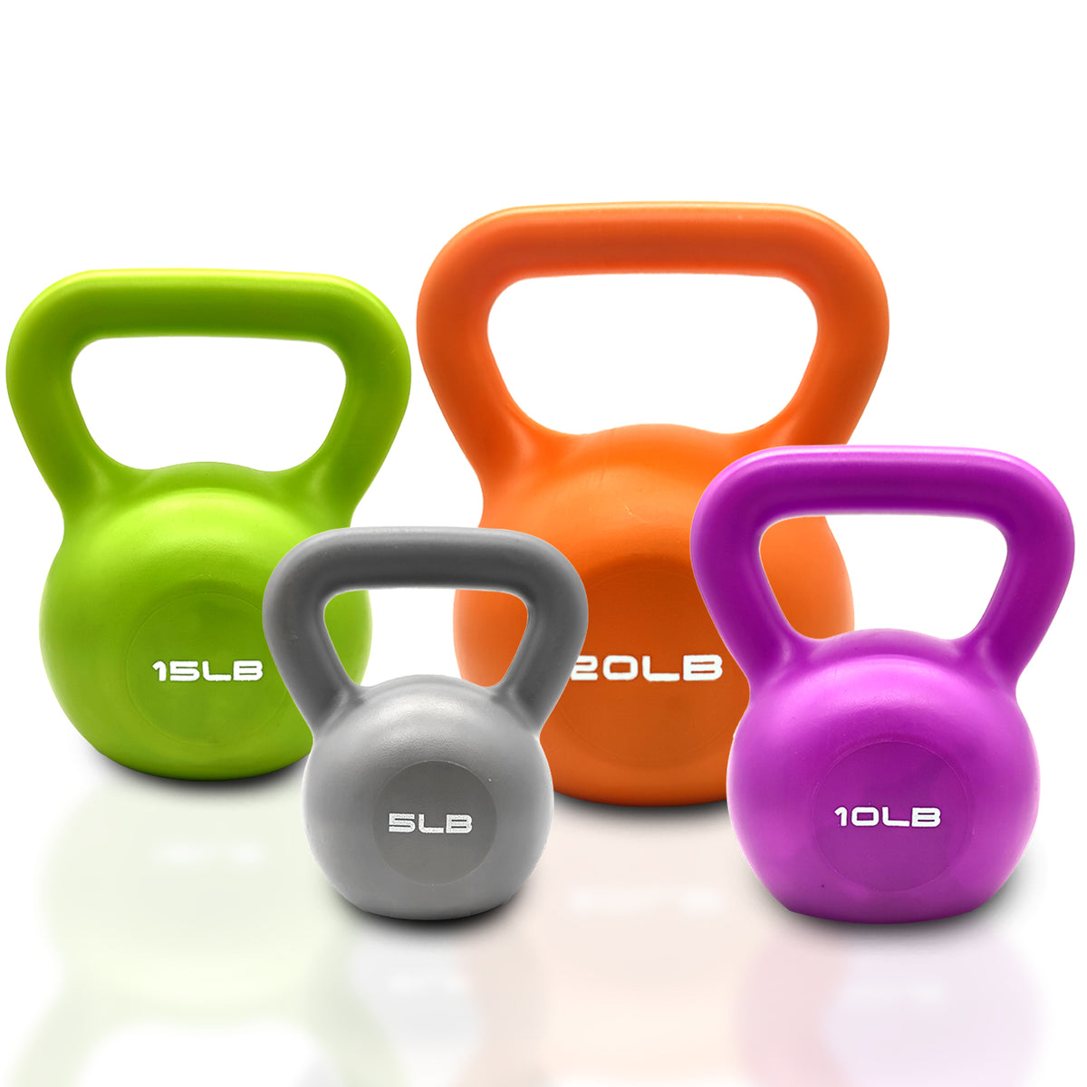 5lbs 10lbs 15lbs 20lbs Kettlebell Set, Strength Training Kettlebells Weight Set for Women, Vinyl Coated Kettle Bell for Home Gym Workout Weight Lifting Equipment, Comfortable Grip Wide Handle Weights