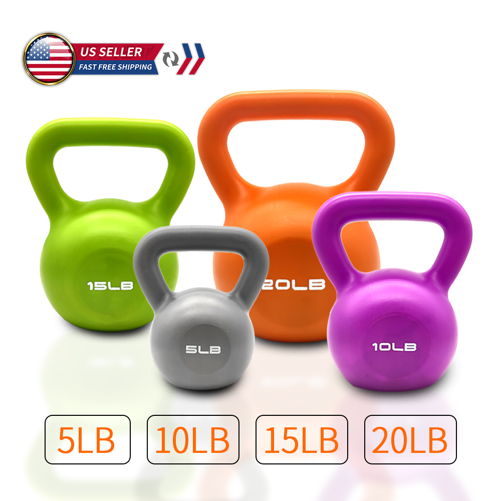 5lbs 10lbs 15lbs 20lbs Kettlebell Set, Strength Training Kettlebells Weight Set for Women, Vinyl Coated Kettle Bell for Home Gym Workout Weight Lifting Equipment, Comfortable Grip Wide Handle Weights