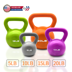 5lbs 10lbs 15lbs 20lbs Kettlebell Set, Strength Training Kettlebells Weight Set for Women, Vinyl Coated Kettle Bell for Home Gym Workout Weight Lifting Equipment, Comfortable Grip Wide Handle Weights