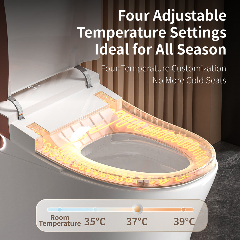 Smart Toilet Bidet with Auto Open Close One Piece Elongated Toilet with Tank Built in,with Warm Water Sprayer and Dryer, Instant Warm Water,Heated Seat,CSA Certified,Power-Outage Flushing Child Mode