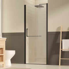 29-30" W ×72" H Frameless Pivot Shower Door, Pivot Swing Shower Glass Doors with 1/4"(6mm) SGCC Clear Tempered Glass,Explosion-Proof Film, Reversible Installation, Matte Black