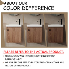 18.5" Wall-Mounted Bathroom Vanity with Resin Sink, Soft Closed Single Door, MDF, Nature Walnut  (KD-Packing)