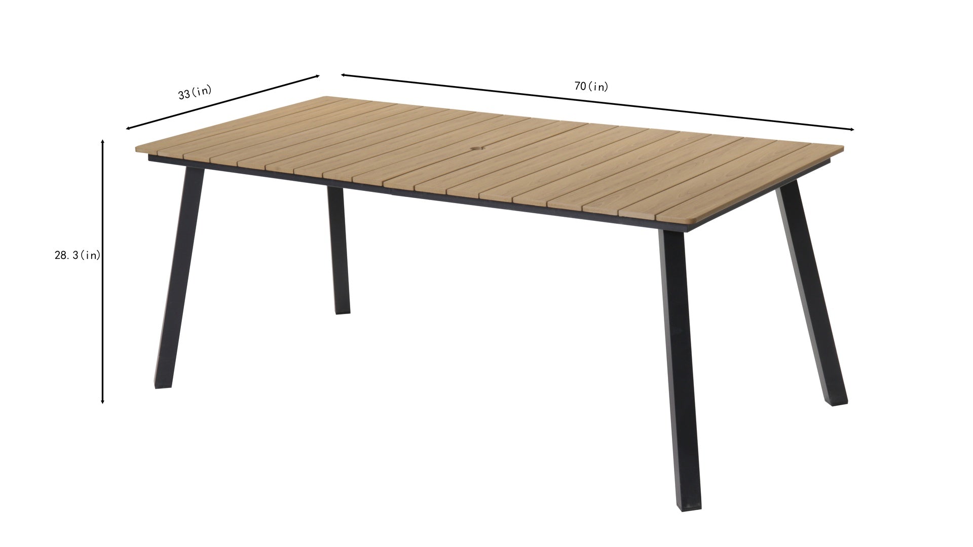 Outdoor Folding Dining Table for 4-6, steel Frame with Umbrella Hole for Patio, Garden, Backyard, Deck, Poolside (yellow)