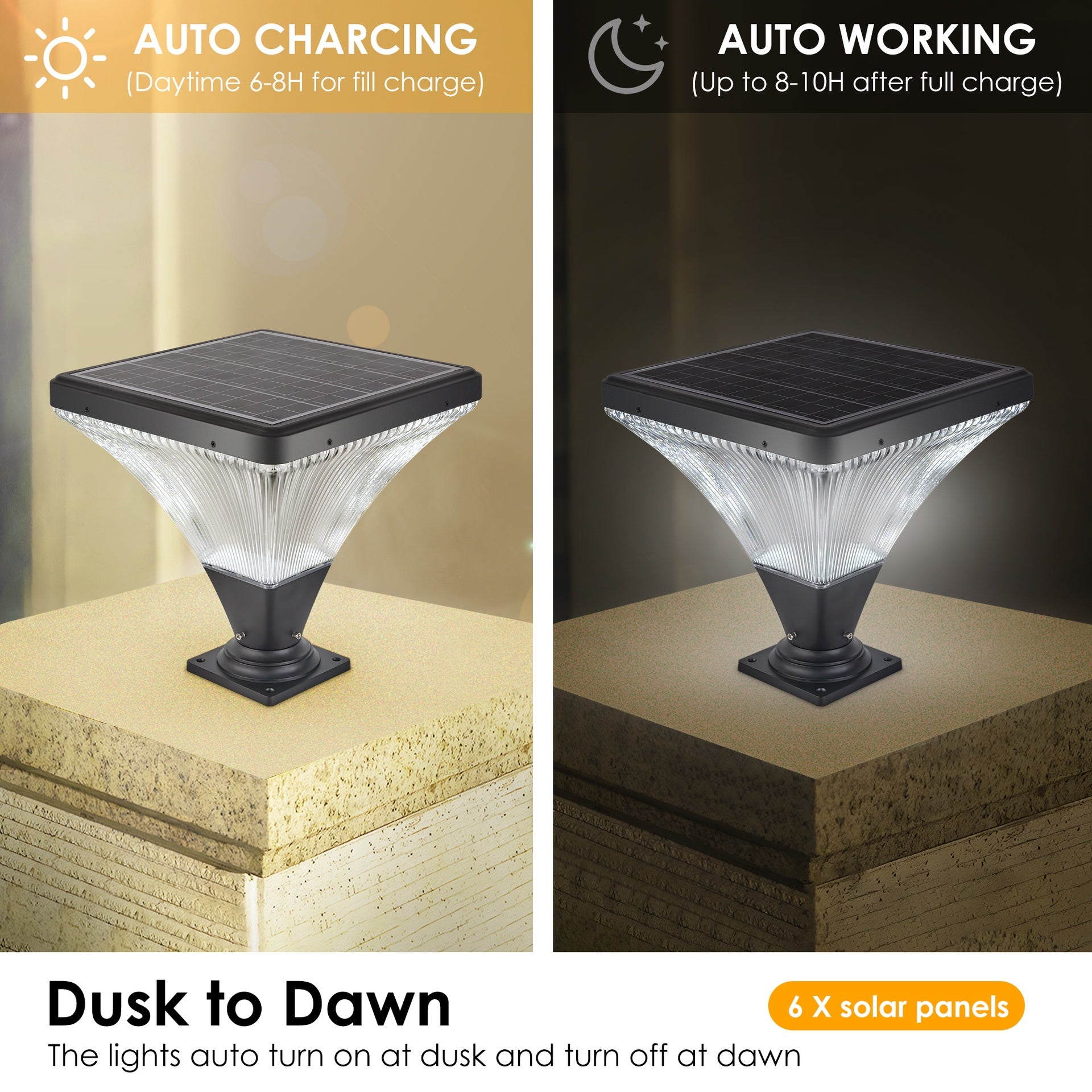 15" Black Outdoor Post Light - LED with Remote Control, Dimmable, Timer Function, Weatherproof for Yard, Garden, Pathway (1-Pack)