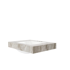 30" MURI Light Gray Sintered Stone Countertop and Undermount Ceramic Basin with Three Standard Pre-drilled Faucet Holes, NO Cabinet, NO Faucet and Sink Cover