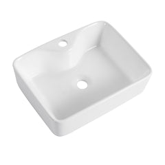 Ceramic Rectangular Above Counter White Bathroom Sink Art Basin (BAB111MOWH)