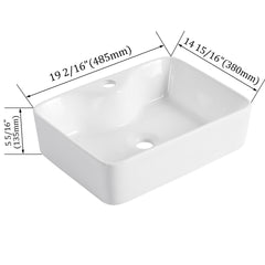 Ceramic Rectangular Above Counter White Bathroom Sink Art Basin (BAB111MOWH)