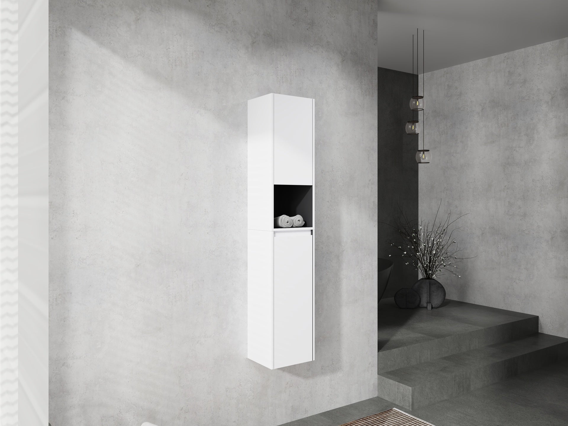 12" Bathroom Side Cabinet,2-Soft Close Doors,Float Mounting Design,12*2(KD-Packing)