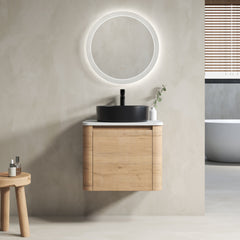 24'' Wall-Mounted Bathroom Vanity With Ceramic Art Sink & 1-Soft-Close Door, KD-Packing, Plywood