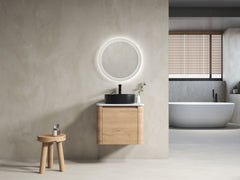 24'' Wall-Mounted Bathroom Vanity With Ceramic Art Sink & 1-Soft-Close Door, KD-Packing, Plywood