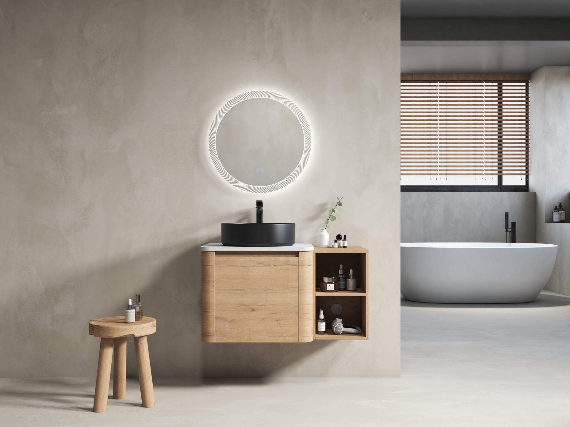 36'' Wall-Mounted Bathroom Vanity With Ceramic Art Sink, and Storage Shelves, Soft-Close Door, KD-Packing, Plywood