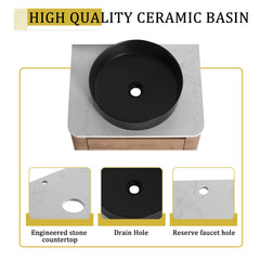 48'' Wall-Mounted Bathroom Vanity With Ceramic Art Sink, and 2-Storage Shelves, Soft-Close Door, KD-Packing, Plywood