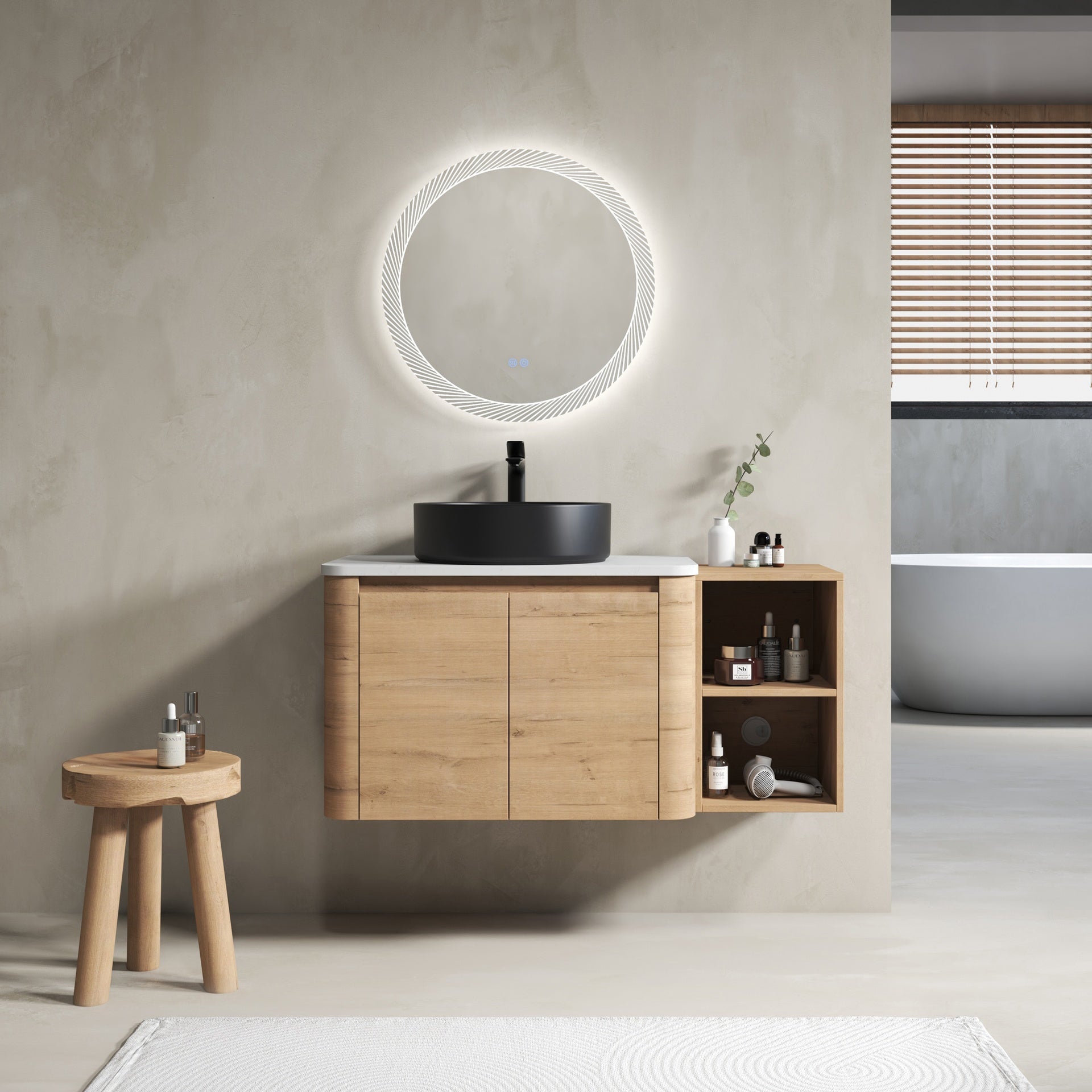 42'' Wall-Mounted Bathroom Vanity With Ceramic Art Sink, and 1-Storage Shelves, 2-Soft-Close Door, KD-Packing, Plywood