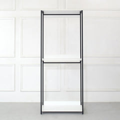 Fiona 111 in. W White Freestanding 3 Tower System 7 -Shelf Walk in Wood Closet System with Metal Frame