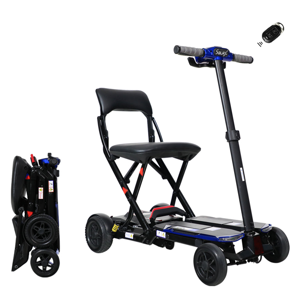 SOLAX 4-Wheel Remote Folding Mobility Scooter for Adults and Seniors, super lightweight and compact plus NFC Electric Foldable Mobility Scooter With Suspenion capacity.
