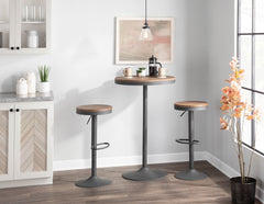 Dakota Industrial Adjustable Bar / Dinette Table in Grey and Brown by LumiSource