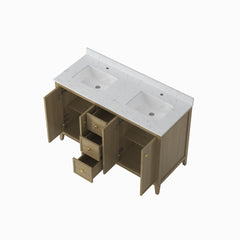 54" Bathroom Vanity Cabinet,Bathroom Wall-Mount Cabinet with Double Basins Sink