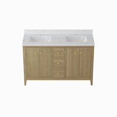 54" Bathroom Vanity Cabinet,Bathroom Wall-Mount Cabinet with Double Basins Sink