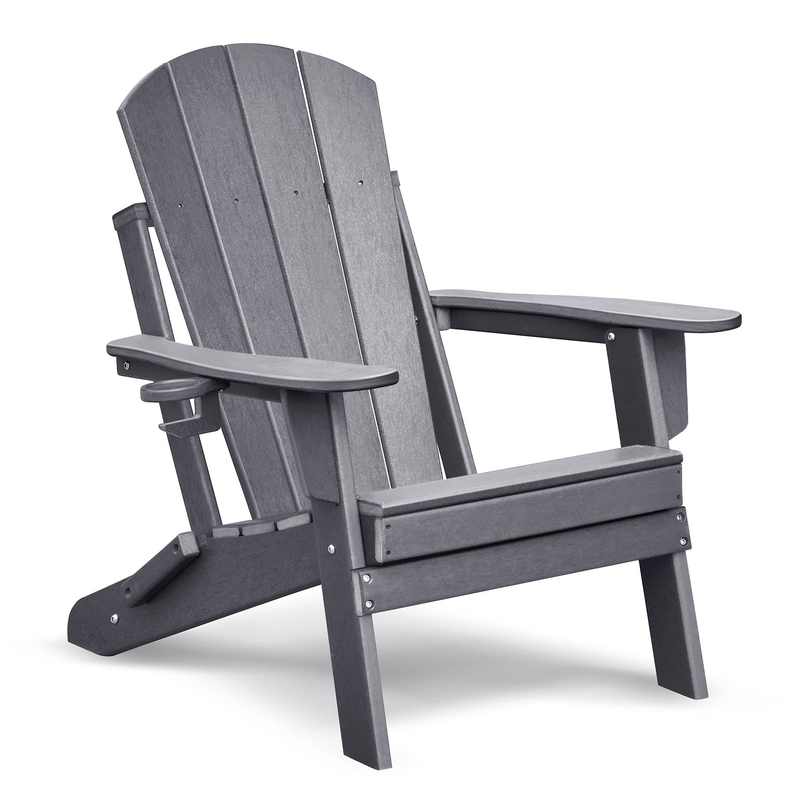 Folding Outdoor Adirondack Chair,HDPE All-weather Folding Fire Pit Chair,  Ergonomic Design Patio Lawn Chair for Outside Deck Garden Backyardf Balcony,Grey
