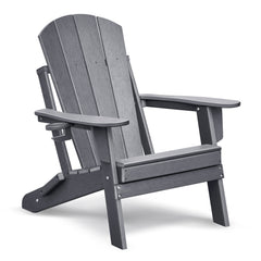 Folding Outdoor Adirondack Chair,HDPE All-weather Folding Fire Pit Chair,  Ergonomic Design Patio Lawn Chair for Outside Deck Garden Backyardf Balcony,Grey