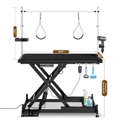 Update electric pet grooming table, 110V/220V professional groomer recommend super Deluxe electric pet grooming table, height adjust from 8 up to 36inch BLACK COLOR