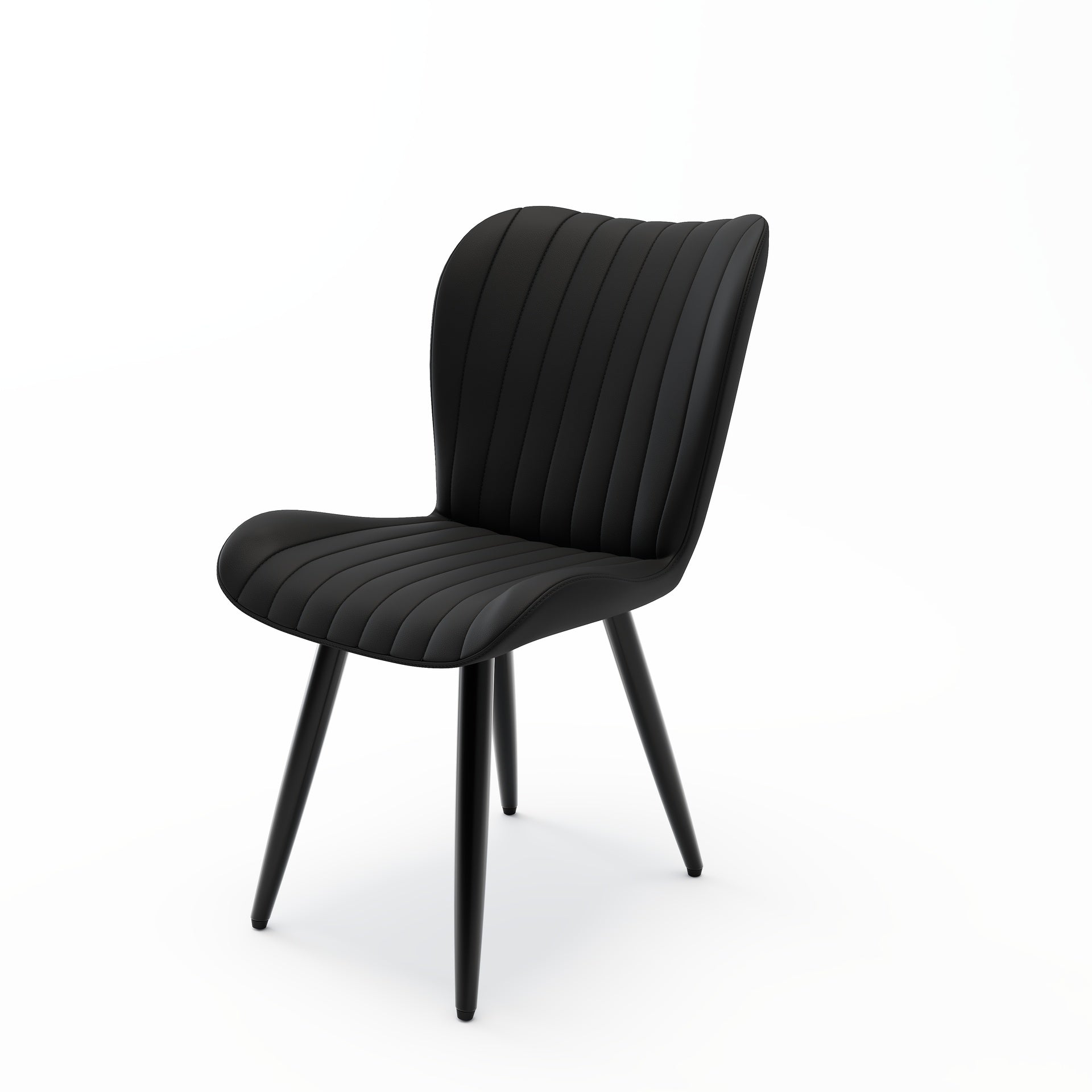 Set of 2 Modern PU Leather Dining Chairs with Thick Cushions & Metal Legs, Armless Faux Leather Side Chairs for Kitchen, Dining Room