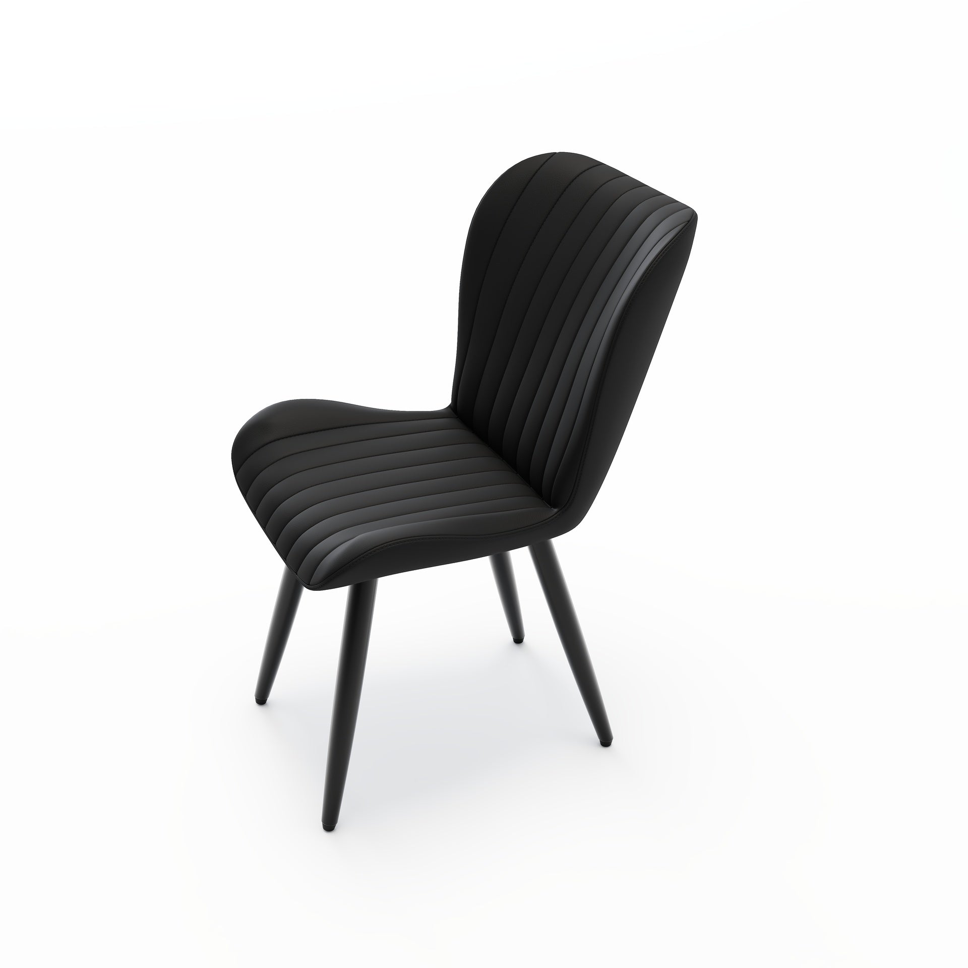 Set of 2 Modern PU Leather Dining Chairs with Thick Cushions & Metal Legs, Armless Faux Leather Side Chairs for Kitchen, Dining Room