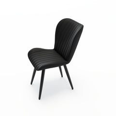 Set of 2 Modern PU Leather Dining Chairs with Thick Cushions & Metal Legs, Armless Faux Leather Side Chairs for Kitchen, Dining Room
