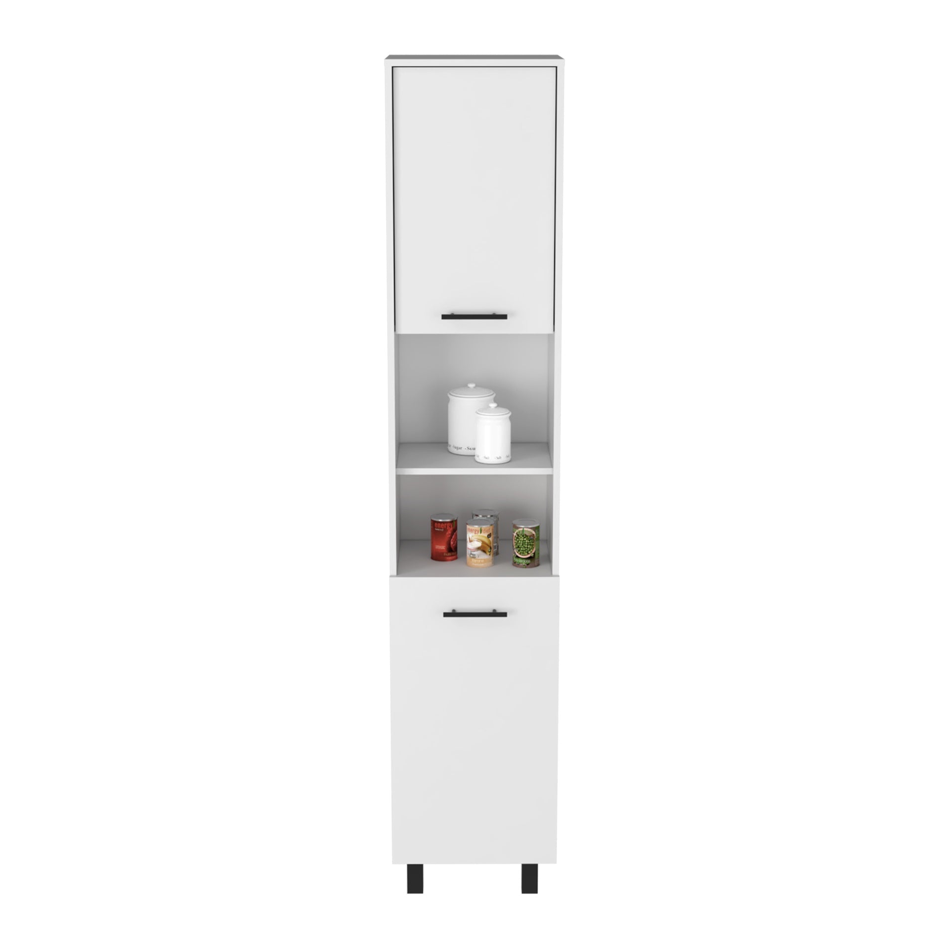 Pantry Cabinet Almada, Three Interior Shelves, White Finish